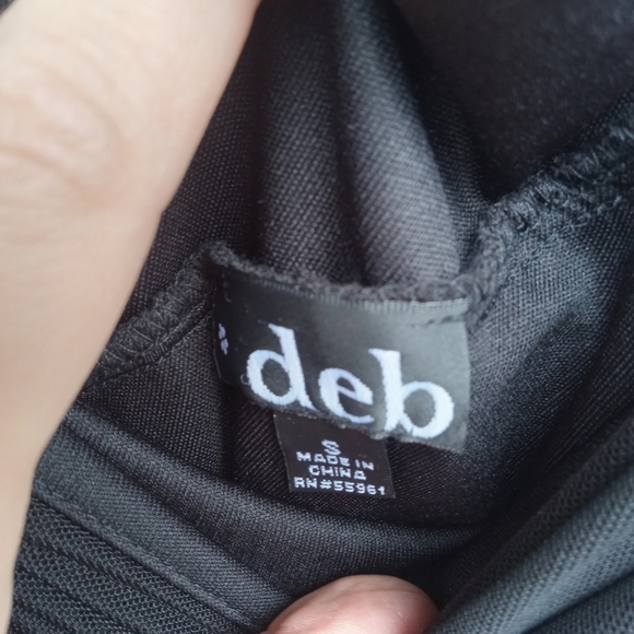 Deb Mini Dress Small Black One Shoulder Rhinestones - Picture 3 of 7